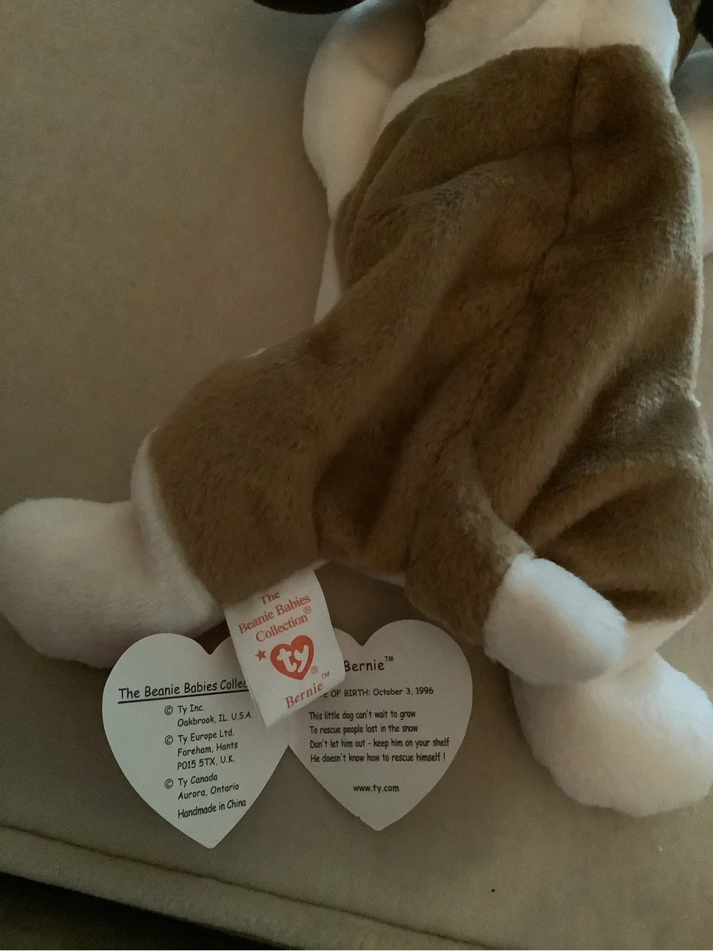 Ty Plush Puppy in Brown, White & Dark Brown
